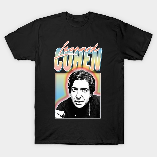 Leonard Cohen Retro Fan Gift Design T-Shirt by DankFutura